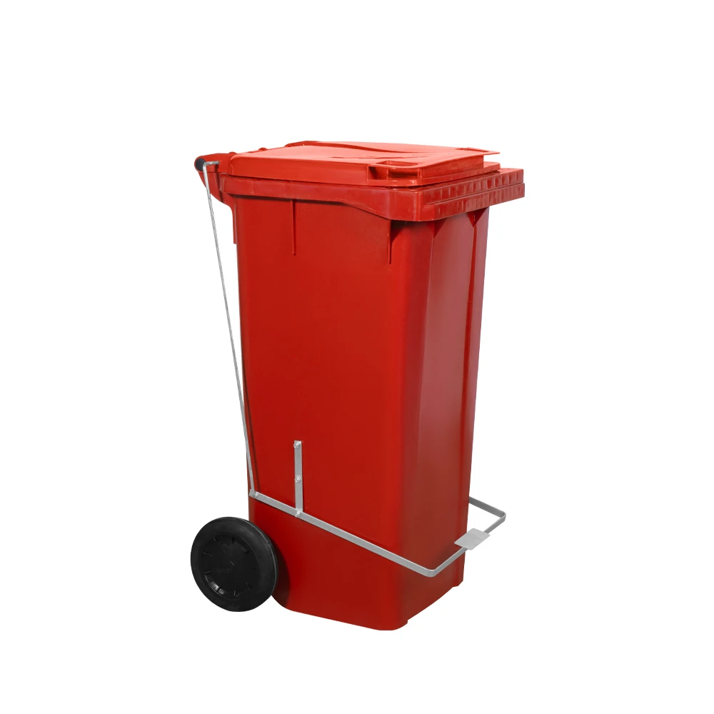 Lixeira com rodas e pedal 120 L cores variadas - Lixeiras plásticas - Rio de Janeiro // Copos de Vidros RJ